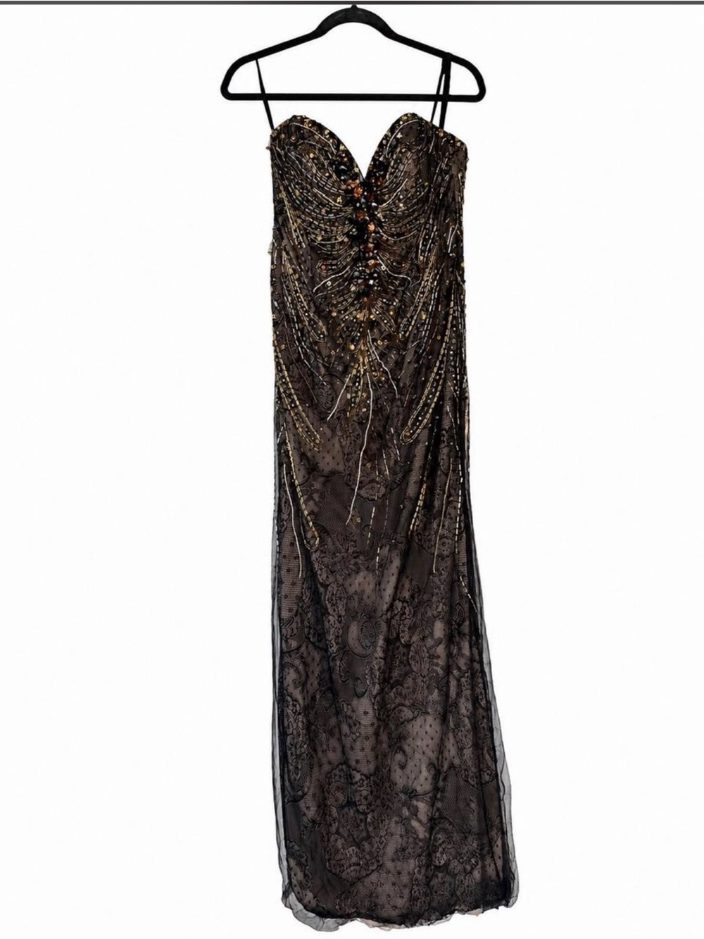 Y2K ALYCE Black Label Black Beaded Strapless Evening Gown